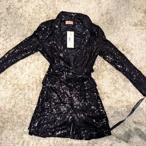 Sequin black blazer dress